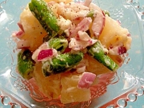 地産夏野菜ポテトサラダ☆インゲン豆赤玉ねぎ